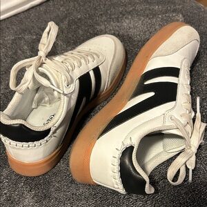 Women’s White and Black Sneakers with Gum Sole